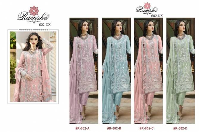 Ramsha R 602 Nx Embroidered Georgette Pakistani Suits Catalog
